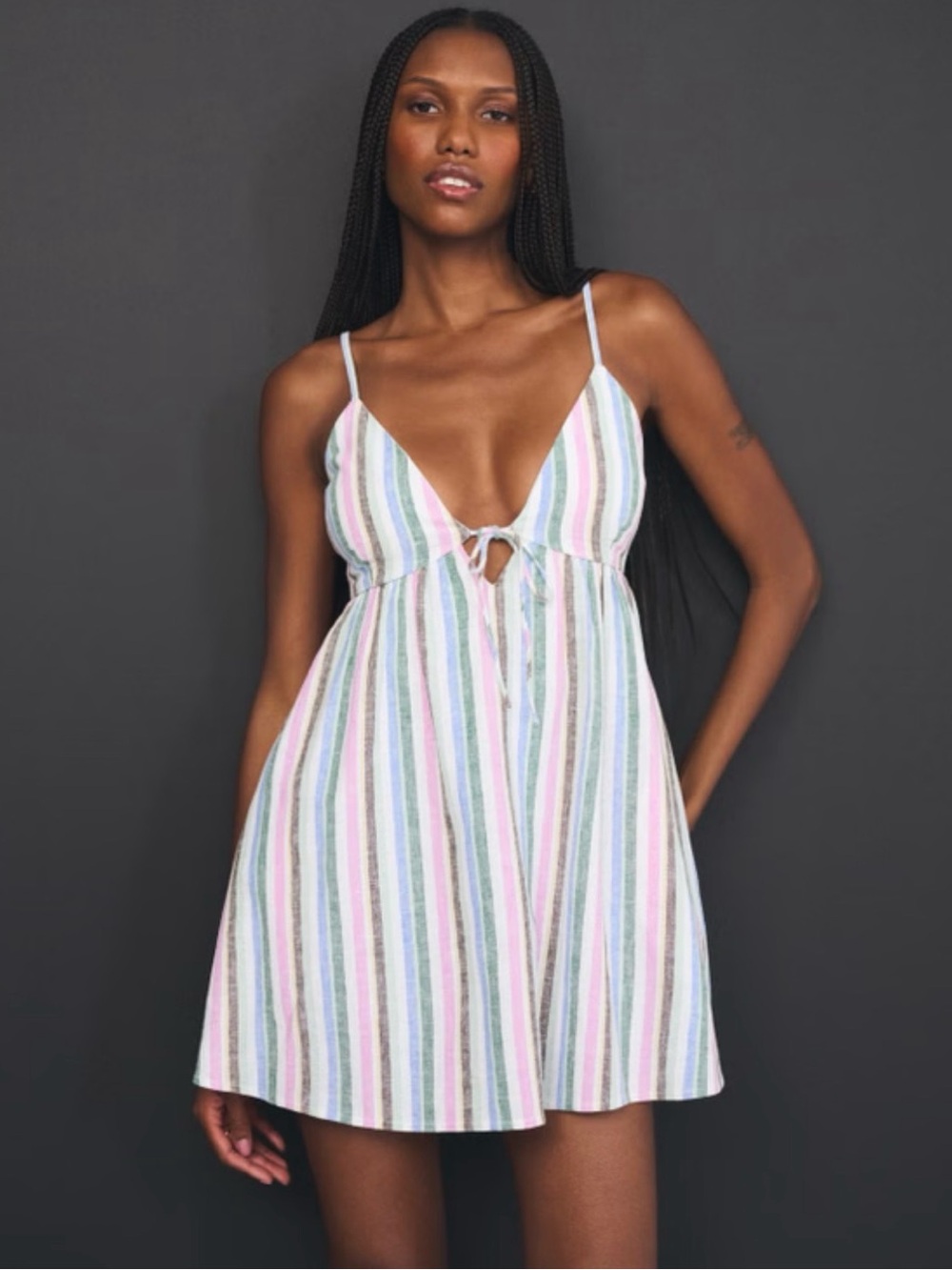 Bra free linen blend romper / skort
